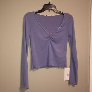 Lavender V-Neck Crop Top